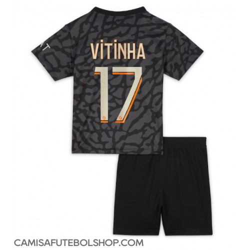 Camisa de time de futebol Paris Saint-Germain Vitinha Ferreira #17 Replicas 3º Equipamento Infantil 2023-24 Manga Curta (+ Calças curtas)